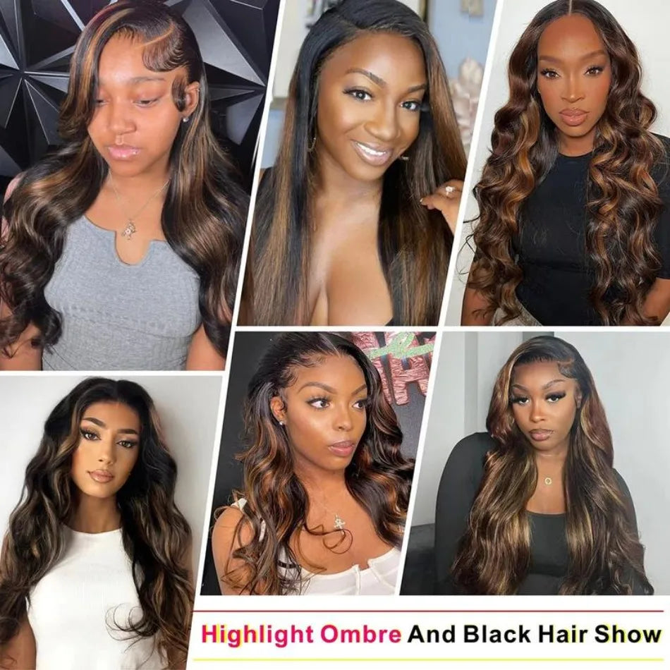 P1B30 Body Wave Human Hair Wigs 13X6 Hd Lace Frontal Wig Highlight Wig Human Hair 250 Density Preplucked Brazilian Wig For Women