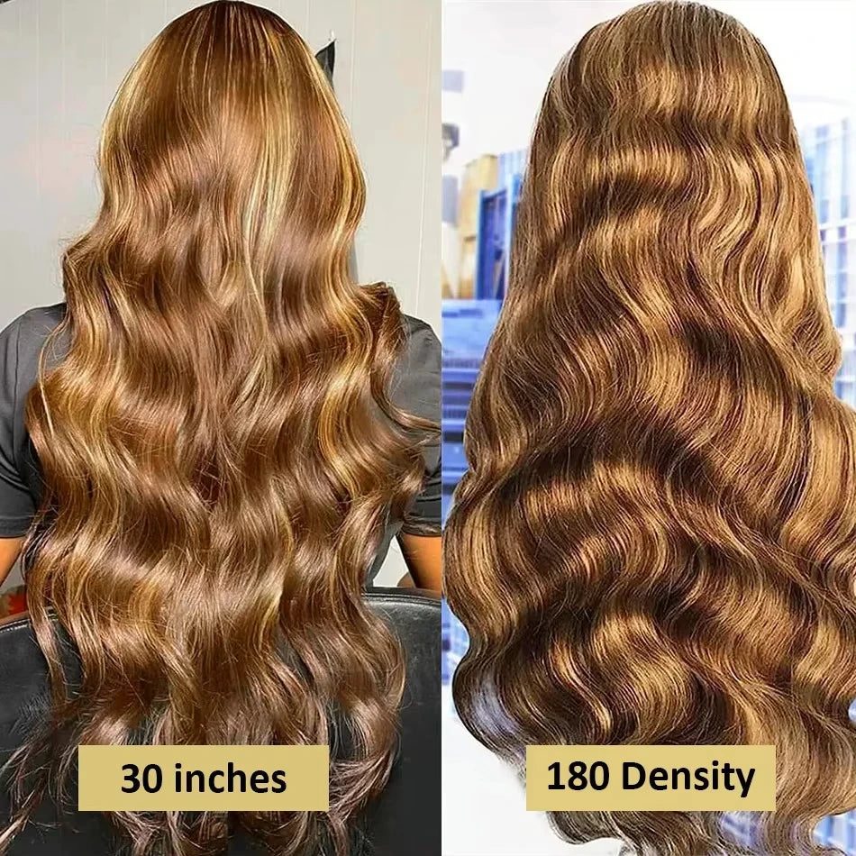Rosslyn Body Wave Wig Highlighted Human Hair Wig P4/27 Highlight 13x6 Lace Frontal Wig Brazilian Wigs Original Baby Hair HD Lace