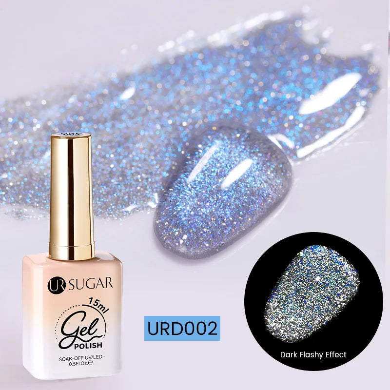 UR SUGAR 15ml Champagne Gold Sliver Reflective Glitter Gel Nail Polish Varnish Semi Permanent Soak Off UV Gel For Manicure Art