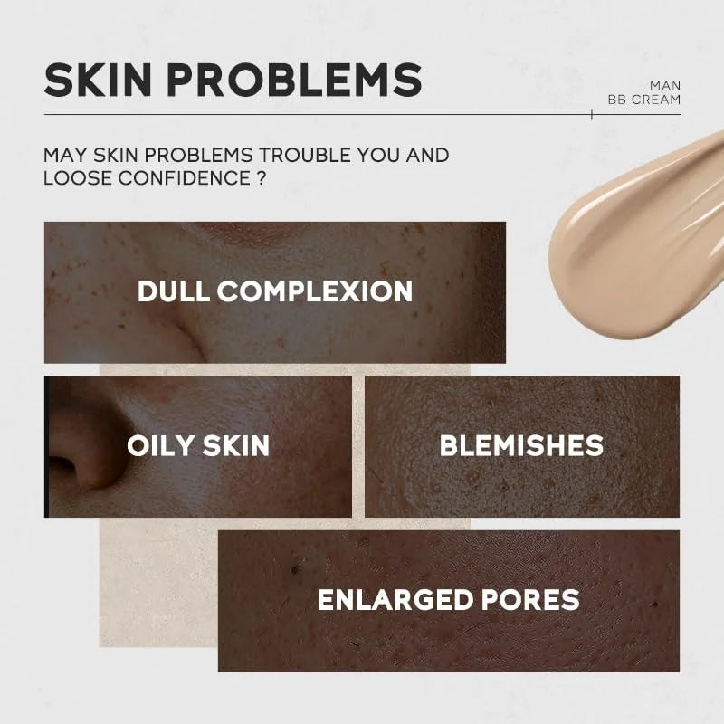 Men's BB Cream-Full Coverage Long-Lasting Waterproof Men's Concealer Natural Color Suitable for Gifts for Men's Christmas Gifts