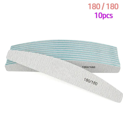 10Pcs/Lot 80/100/150/180/240 Grit Limas Trimmer Lime Nail Art Ongle Manicure Tool Nail File Buffer Double Side Nail Files Buffer