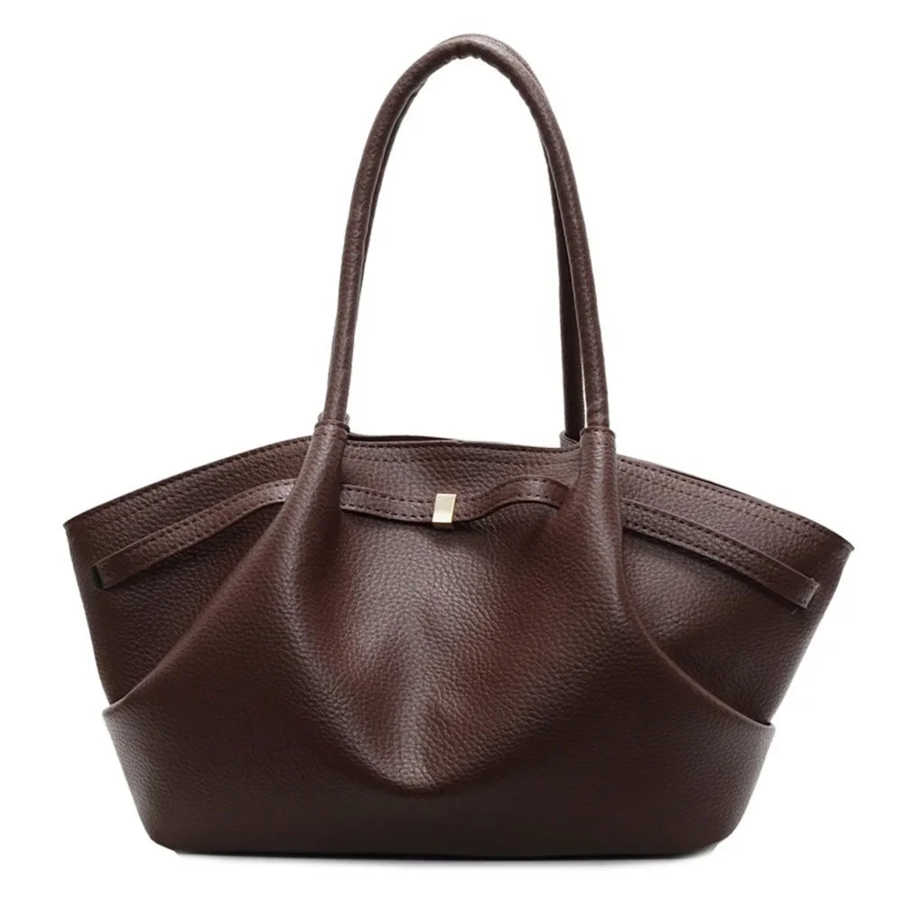 Luxury Lychee Pattern Underarm Shoulder Bags PU Leather Solid Color Women's Handbags Large Capacity Tote Bag Travel