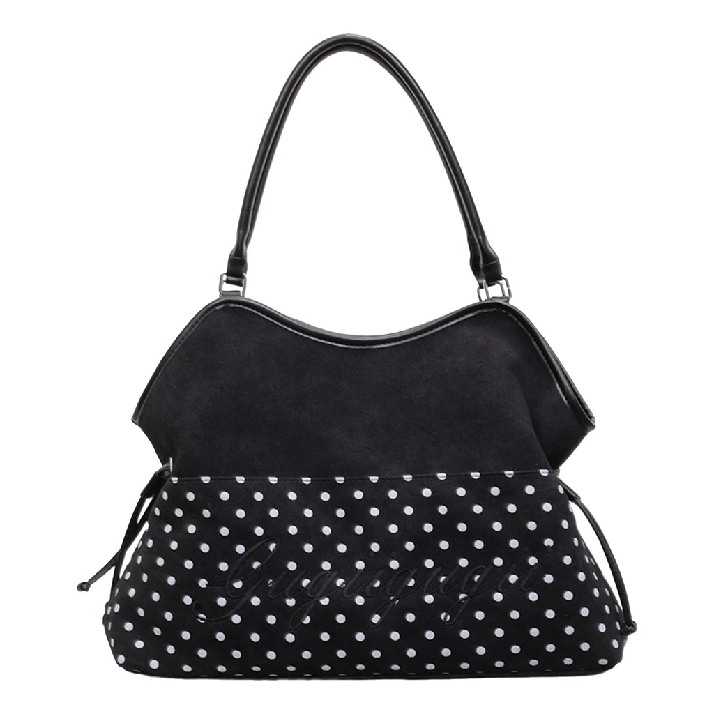 New Brand Women's Shoulder Bag Y2k Fashion Sweet Polka Dot Handbag Korean Casual Versatile Leopard Print Brown Frosted Tote Bags
