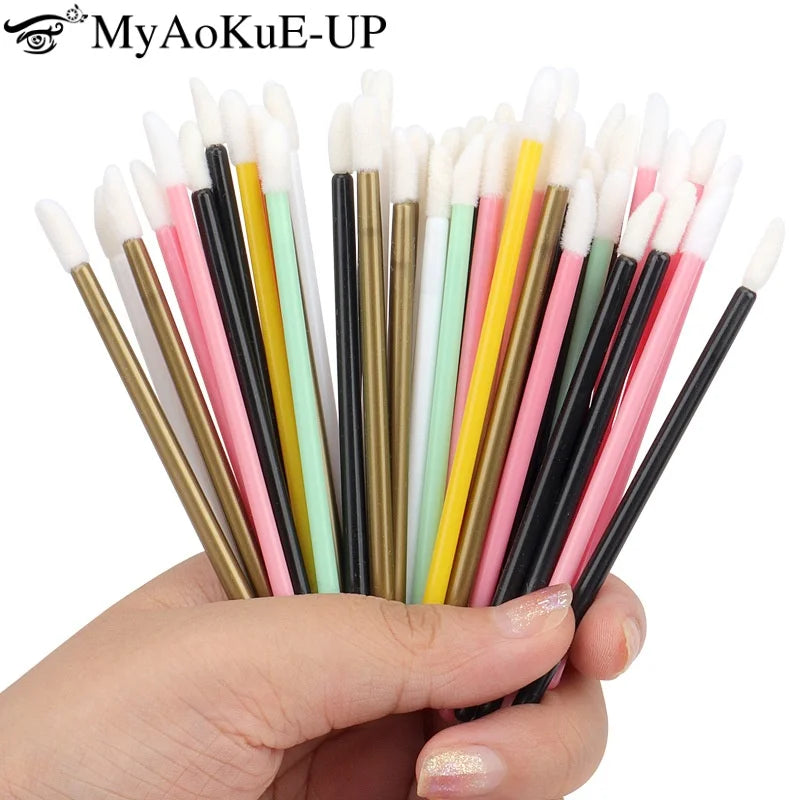 50 Pcs Disposable Lip Brush Makeup Tools Hollow Lip Wands Nylon Lip Gloss Stick Applicator Lipstick Wands Set Cosmetic Tools