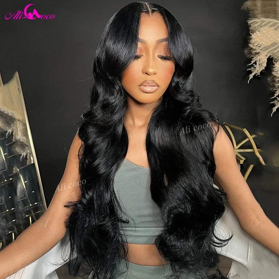 Ali Coco 36 38 Inches 250 Density Body Wave Wig 13x4 13x6 Transparent Lace Front Human Hair Wigs Pre Plucked For Women