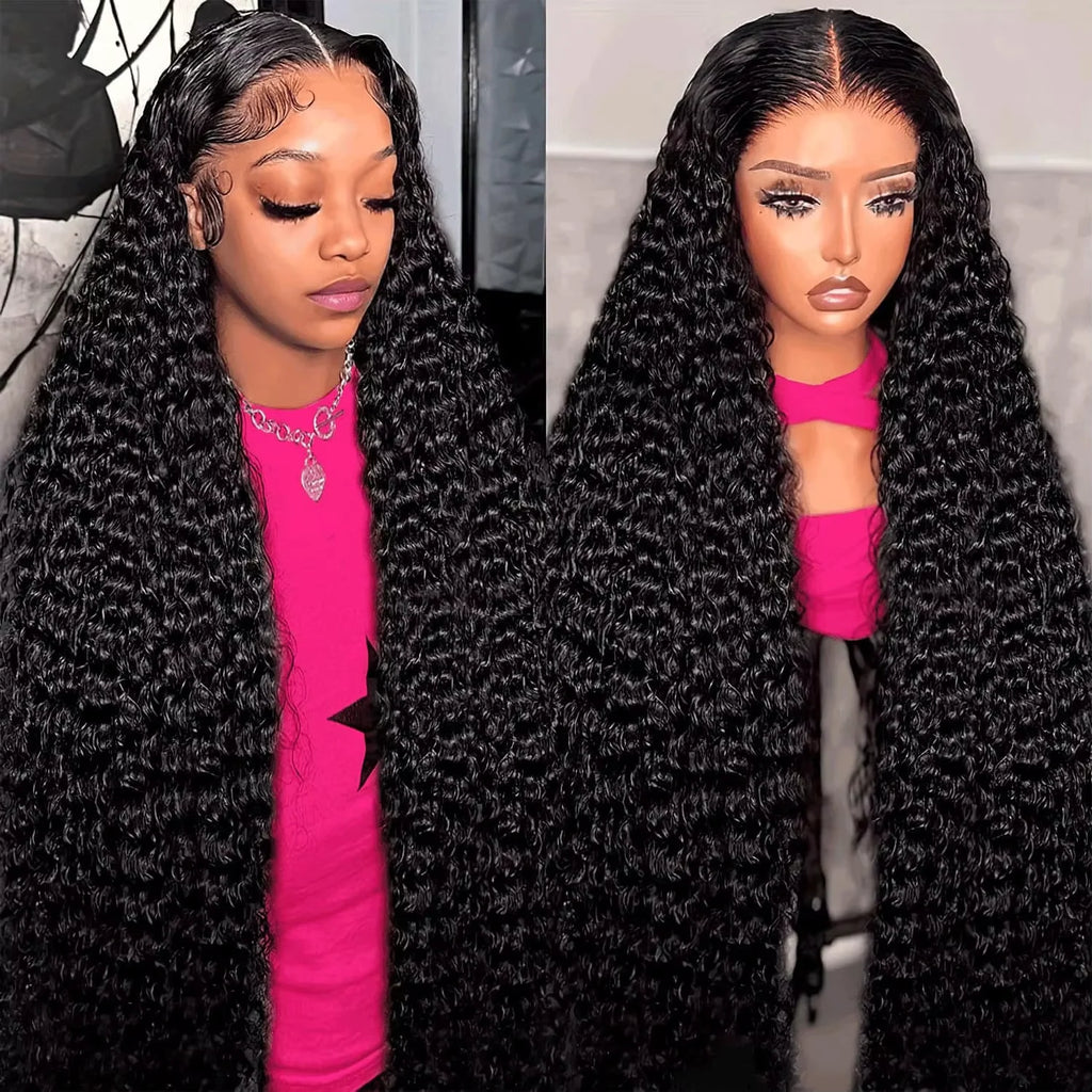 Natural Color 13x6 Full Frontal Deep Wave 360 HD Transparent Lace Long Curly 4x4 5x5 Closure Remy Human Hair Pre plucked Wigs