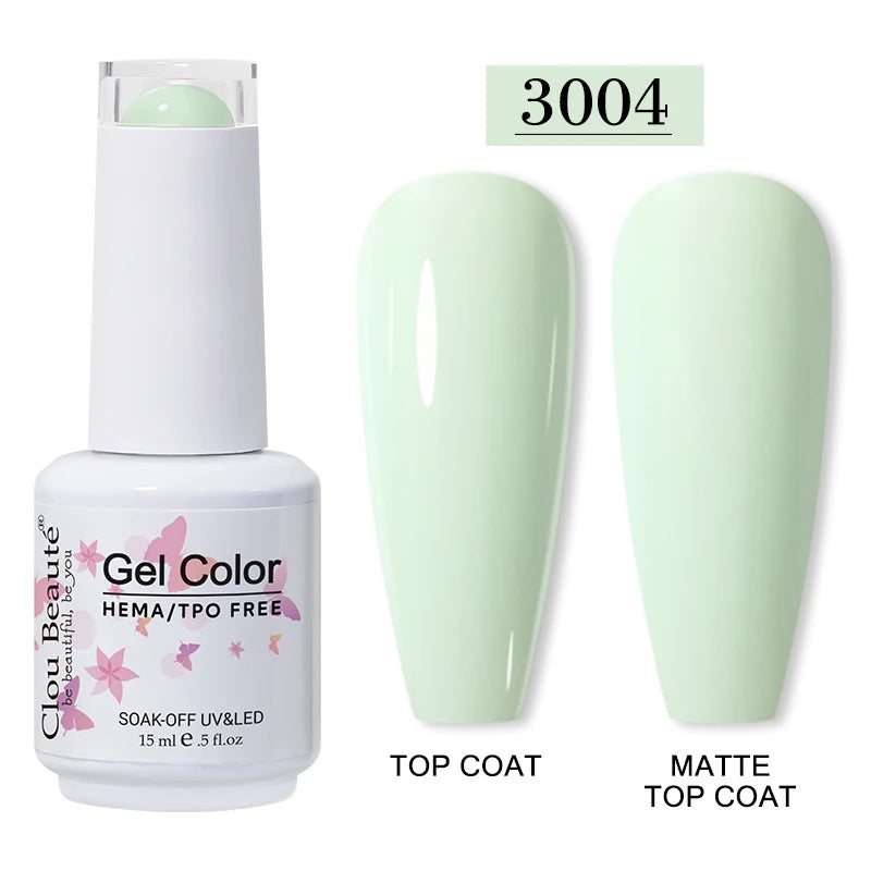 Clou Beaute 15ml Red Color Gel Polish Vernis Semi Permanent UV Varnish Gel Nail Polish Hema TPO Free Nails Art Manicure TOP BASE