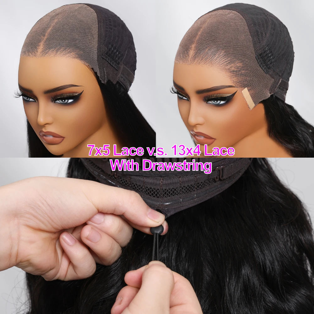 UNice 7x5 & 13x4 Lace Curly Human Hair Wig With Finger Coil Ends Pre Plucked Pre Cut Pre Bleached Glueless Wig With Drawstring