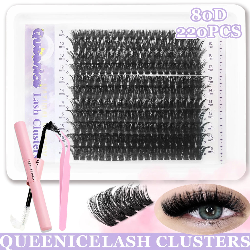 DIY Eyelash Extension Kit Individual Lashes Cluster Mix Lash Clusters with Lash Bond and Seal and Lash Accessories