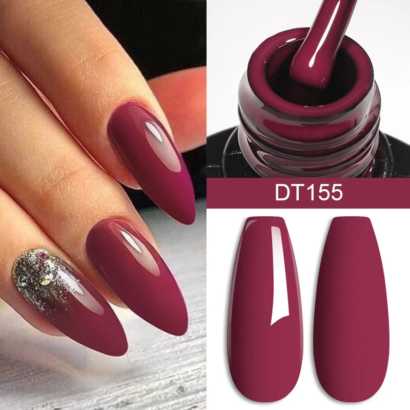 7ml Burgundy Crimson Nail Gel Polish, High Pigment, Non Streak, Long Lasting, UV LED Soak Off Nail Art Gel for Home Salon DIY