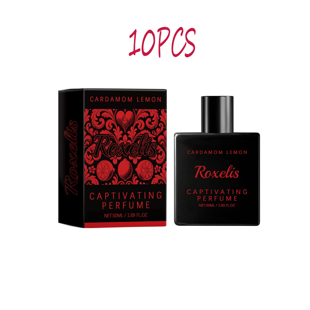 ROXELIS 50 ml Cardamom Lemon Eau de Parfum with a fresh captivating fragrance, blending aromatic cardamom and zesty lemon notes