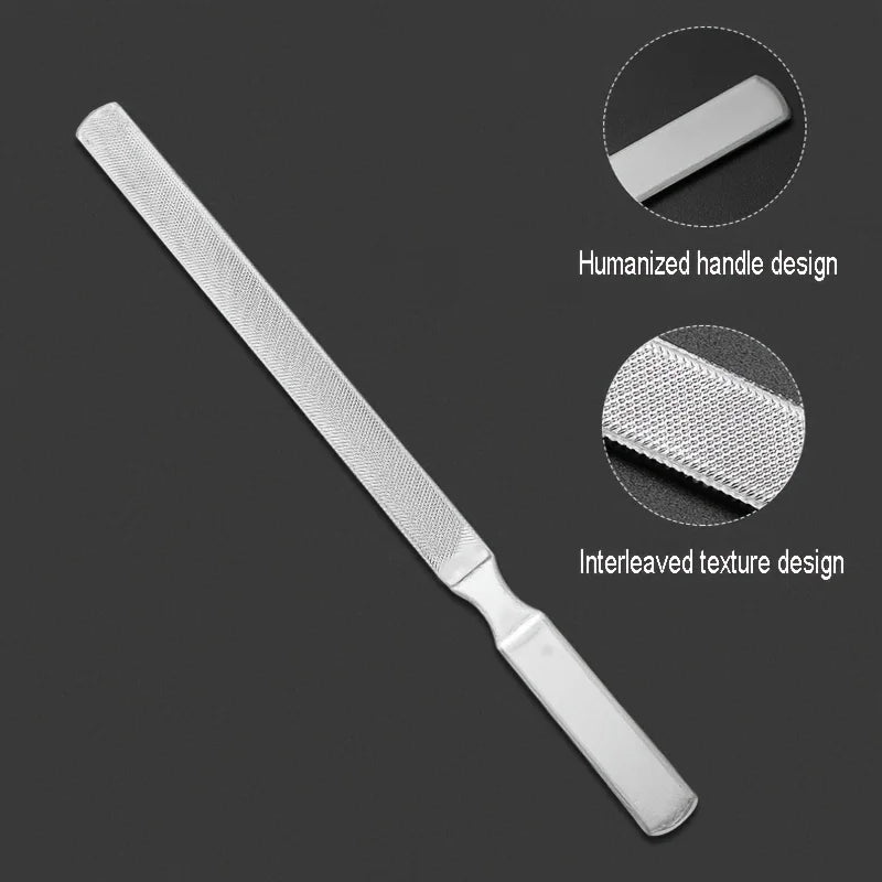 2Pcs Double-Sided Stainless Steel Nail Files, Professional Odorless Manicure Tools