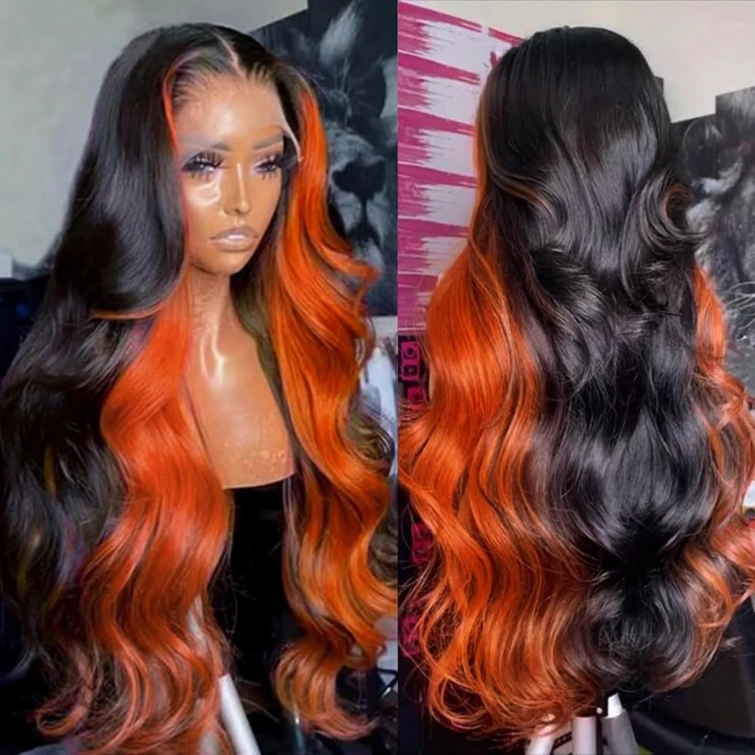 210% Density Ginger Ombre 13X6 Hd Lace Front Wigs Human Hair Pre Plucked for Women Brazilian 13X4 Ginger Orange Lace Front Wig