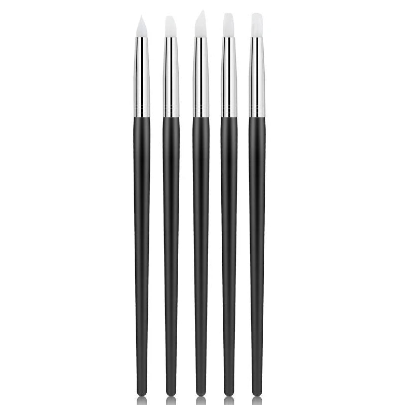 5Pcs/set Silicone Nail Brush UV Gel Polish Tip 3D Image DIY Dotting Polish Brushes Pen Professional DIY Manicure Tools