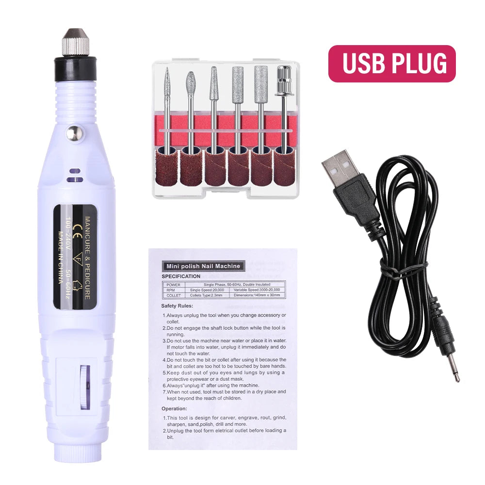 LULAA Electric Nail Drill Machine Set Pedicure Grinding Equipment Mill For Manicure  Professional Strong Nail Polishing Tool