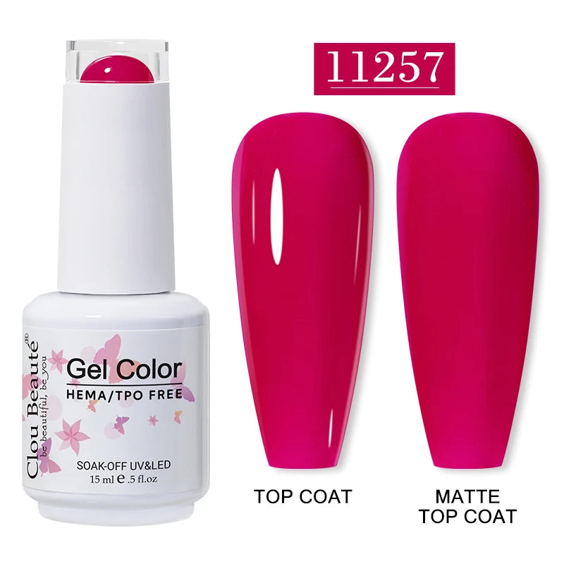 Clou Beaute 15ml Red Color Gel Polish Vernis Semi Permanent UV Varnish Gel Nail Polish Hema TPO Free Nails Art Manicure TOP BASE
