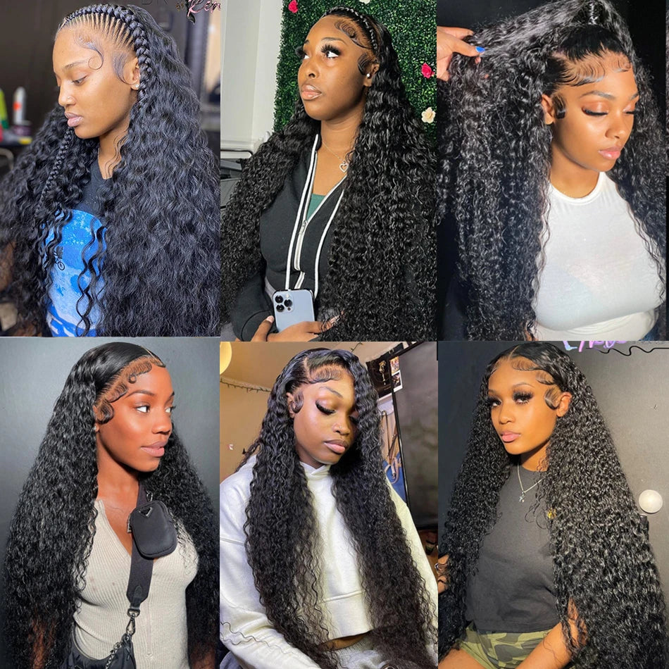 30 40 Inch Deep Wave 13X6 Hd Lace Frontal Wig Curly Water Wave Human Hair 13X4 Pre Plucked Lace Front Brazilian Wigs for Women