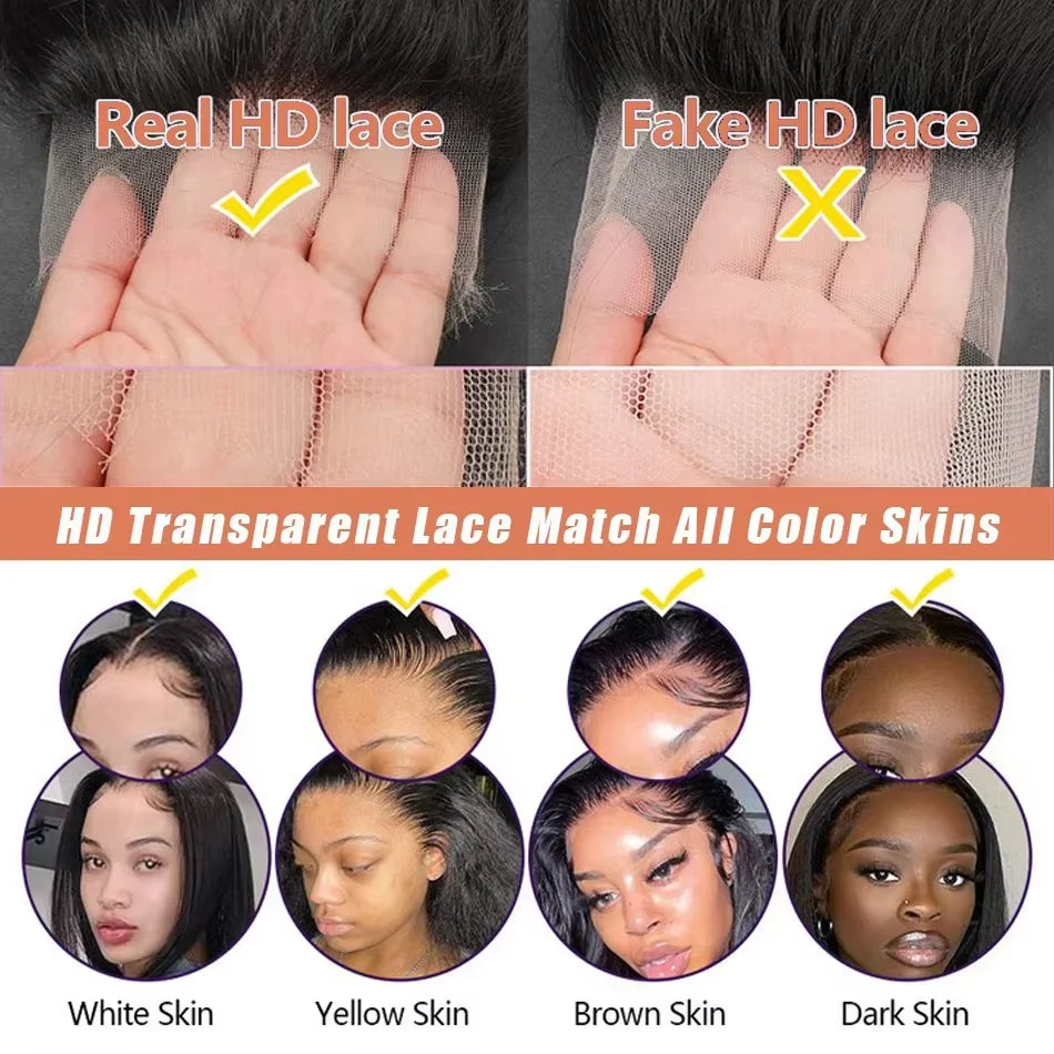 40 Inch Bone Straight Lace Frontal Human Hair Wigs 13x6 Hd Transparent Lace Front Pre Plucked Wig 360 Full Lace Wig NaturalBlack