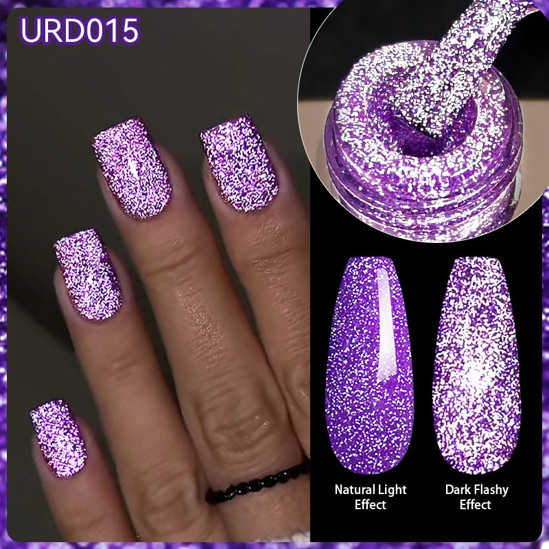 UR SUGAR 15ml Champagne Gold Sliver Reflective Glitter Gel Nail Polish Varnish Semi Permanent Soak Off UV Gel For Manicure Art