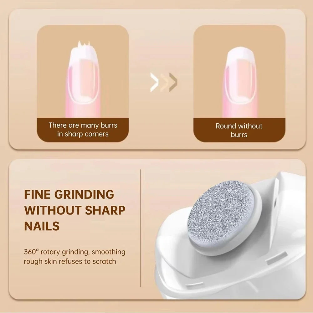 2in1 Electric Nail Clipper Cutter with LED Light Anti-Pinch Automatic Nail Grinder Trimmer for Baby Mini Manicure Tool Nail Care
