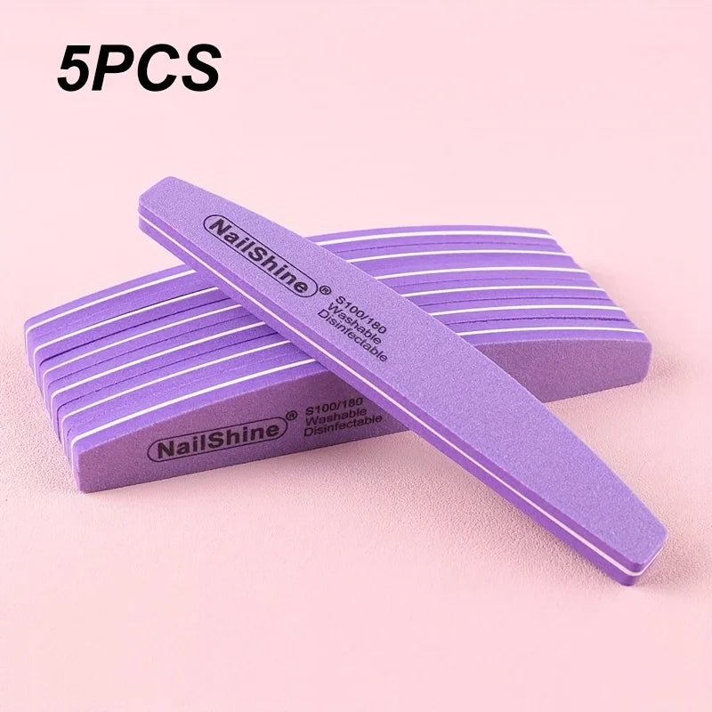 2/5/10PCS Professional Double-sided Nail File Block Colorful Sponge Nail Polish Buffing Sanding Buffer Strip Polishing Pedicure