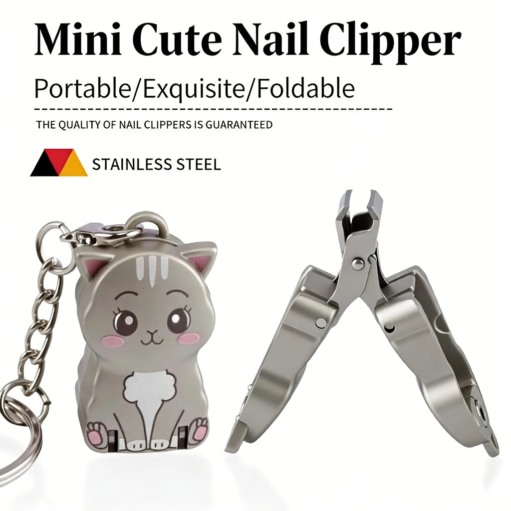 1pc Cute Nail Clippers with Storage Stainless Steel Compact & Portable Nail Trimmer with Blade Angle Durable Manicure Tool