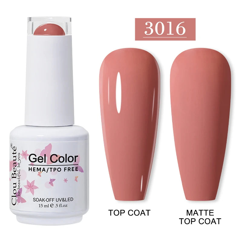 Clou Beaute 15ml Red Color Gel Polish Vernis Semi Permanent UV Varnish Gel Nail Polish Hema TPO Free Nails Art Manicure TOP BASE