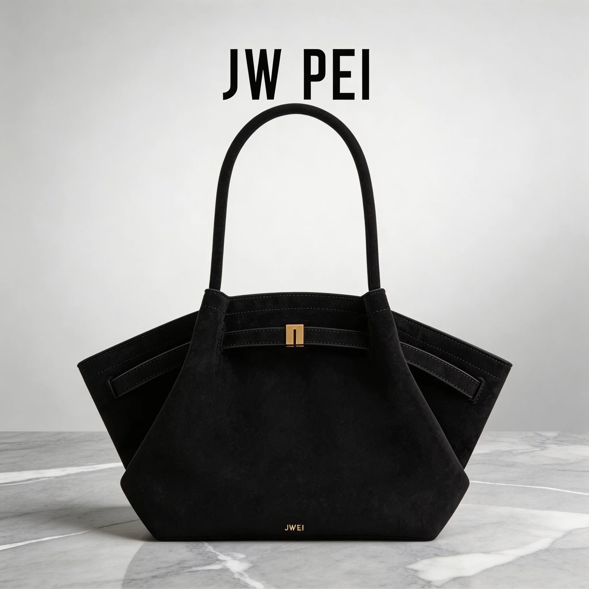 JW PEI Women's High Quality Vintage Dumpling Bag Black Faux Suede, Vegan Leather Crossbody Shoulder Tote Handbag for Everyday
