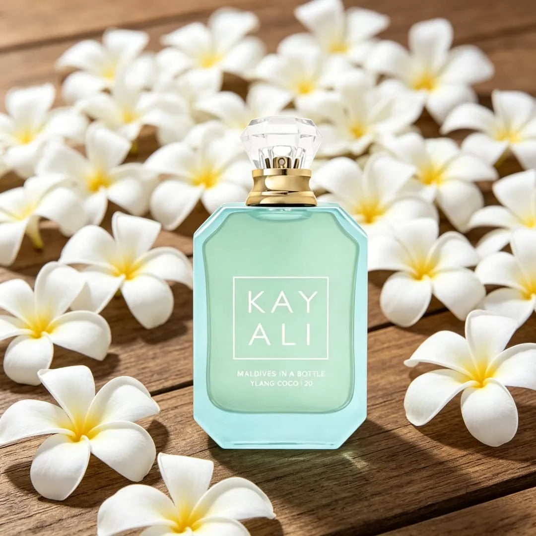 Kayali Maldives Yilan Coconut No. 20 Neutral perfume, 3.4oz, 100ml, lasting and fresh, tropical flower and fruit tone, fully sho