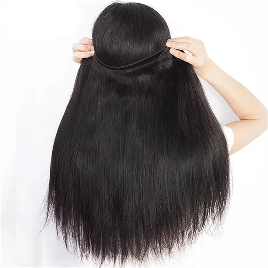 Silky Straight Bundles Human Hair Remy Brazilian Hair Extensions 1/3/4 PCS Natural Black Hair Weave Bundles 14-30 Inches