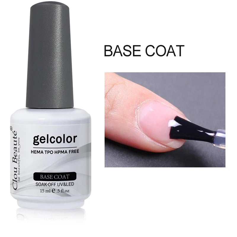 Clou Beaute 15ml Red Color Gel Polish Vernis Semi Permanent UV Varnish Gel Nail Polish Hema TPO Free Nails Art Manicure TOP BASE