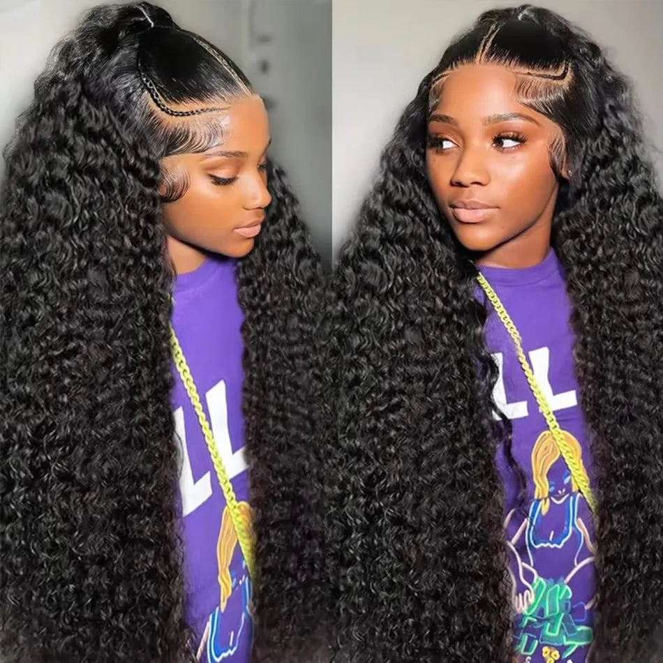 40 Inch Deep Wave 13X6 Hd Lace Frontal Wig 250 Density Preplucked Brazilian Hair Wigs Water Wave Curly Human Hair For Women