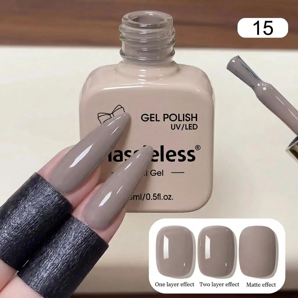 Hassleless 15ML Naked Nail Gel Polish Nails Gel Polish, Semi Permanent Varnish Nail Glue Soak Off UV LED Nail Polish Manicure Na