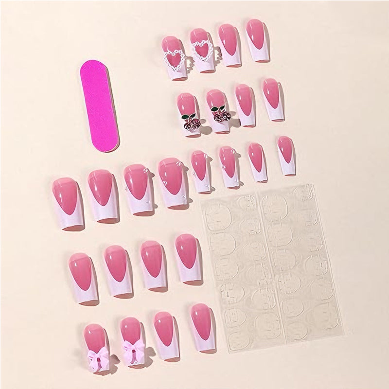 24 PCS Cherry Bow Nail Art