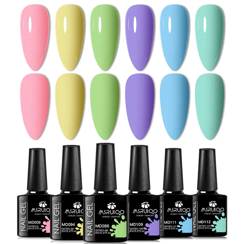 6pc Nail Gel Polish Set All-Season Ultra Pigmented Semi Permanent UV Painting Gel For Nails Salon DIY Manicure Varnish Design