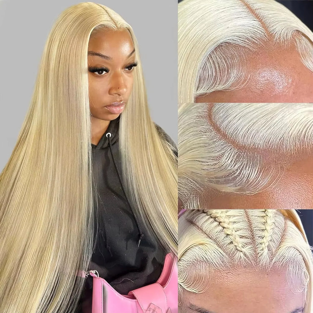 HD Transparent Blonde Straight 13x6 Lace Front Human Hair Wigs 613 Honey Colored Lace Frontal Wig 36 40 Inch Remy Hair For Women