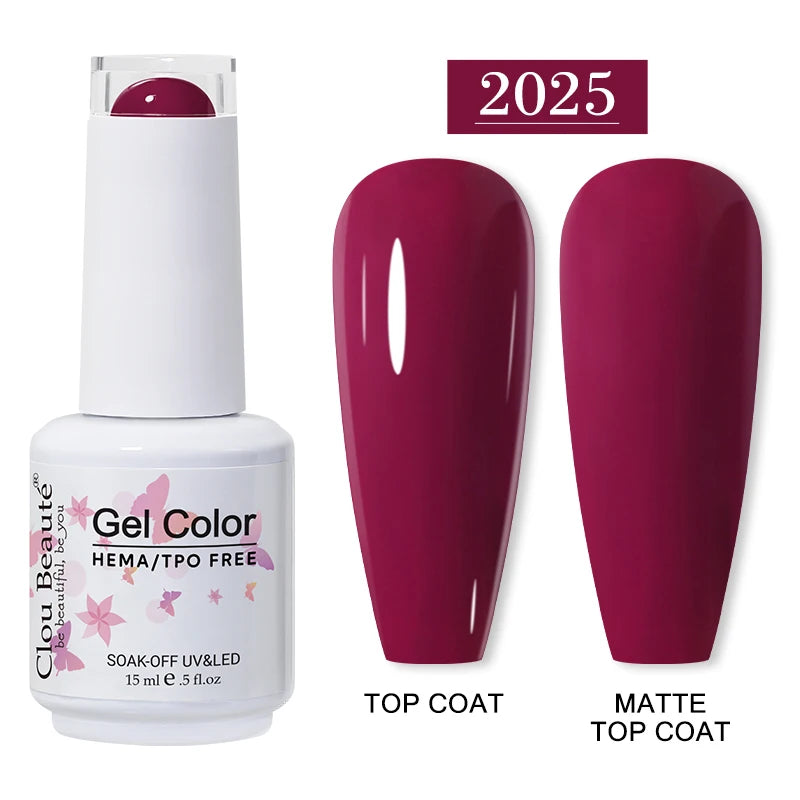 Clou Beaute 15ml Red Color Gel Polish Vernis Semi Permanent UV Varnish Gel Nail Polish Hema TPO Free Nails Art Manicure TOP BASE