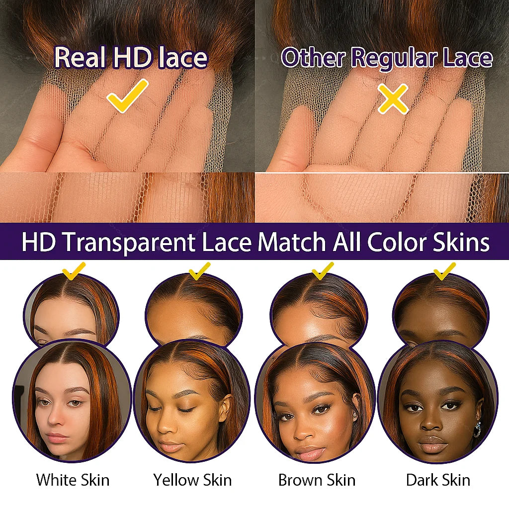 200% Ginger Brown Highlight Wig Human Hair Body Wave Pre Plucked Lace Front Wigs Ombre Ginger Orange Colored 5x5 Glueless Wigs
