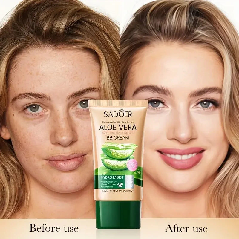 Aloe Vera BB Cream-Hydrating & Concealing Collagen Full Coverage Foundation Makeup,Long-Lasting,Lightweight Coverage Concealer