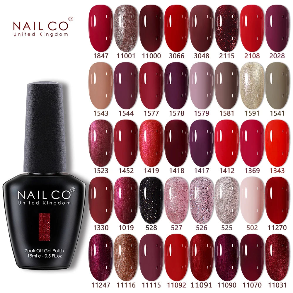 NAILCO 15ml Brown Nails Art Red Color Gel Nail Polish Semi-permanent UV Gel Polish Coffee Manicure Chocolate Hybrid Nail Varnish