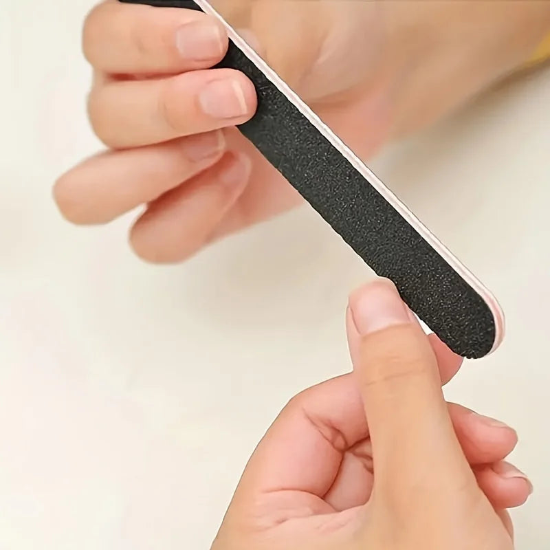 5Pcs Double Sided Emery Board Nail File, 100/180 Grit Nail Buffering Files, Black Manicure Pedicure Tool