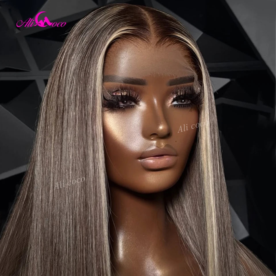 Mixed Highlights Blonde Bob Human Hair Wigs 13x4 Transparent Straight Lace Front Wig 180 Density Short Bob Wig 10-14'' For Women
