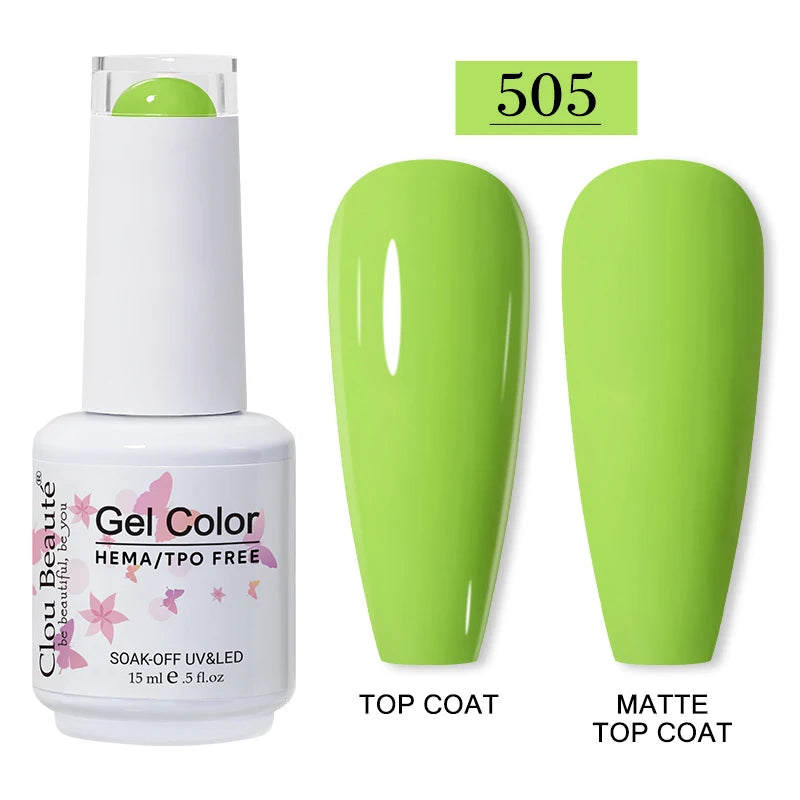 Clou Beaute 15ml Red Color Gel Polish Vernis Semi Permanent UV Varnish Gel Nail Polish Hema TPO Free Nails Art Manicure TOP BASE