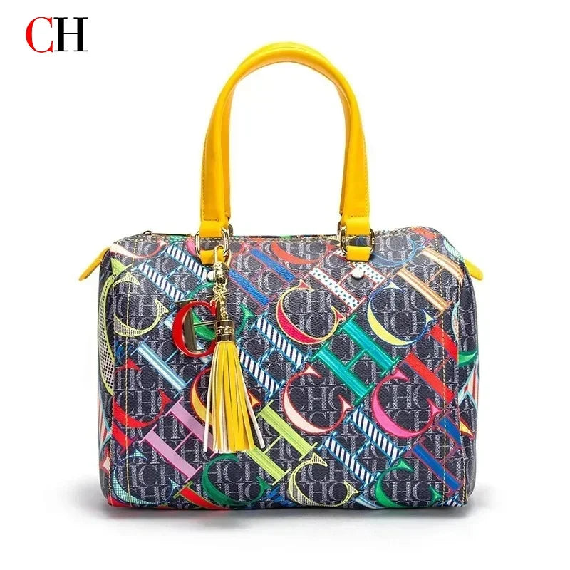 Women's Commuter Crossbody Bag 2025 Spring New Colorful Printed Women's Handbags Monogram Bronze Fashion Luxury Design