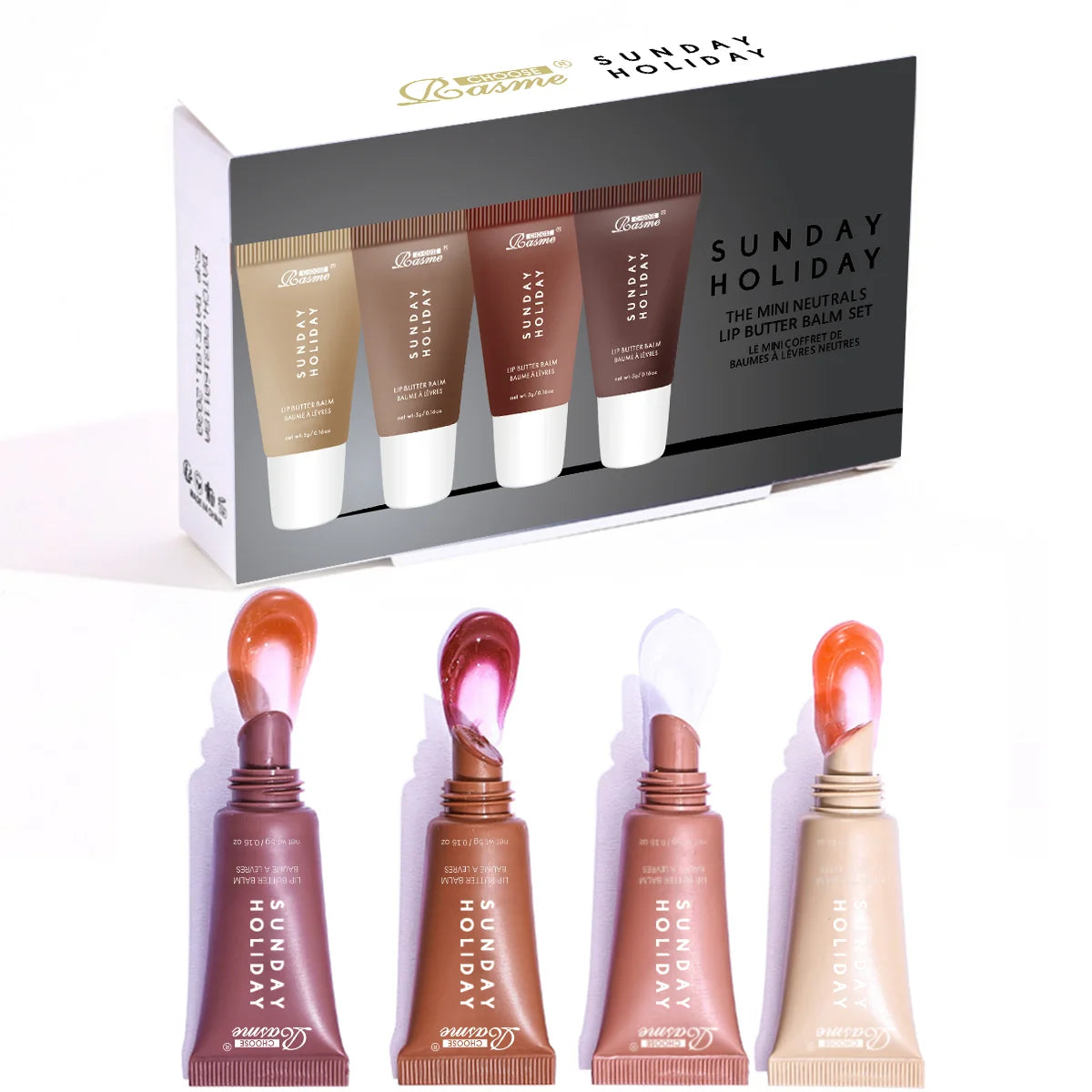 Christmas gift Moisturizing Mirror Lipstick Vanilla Powder Sugar Coffee Cake Smell Lipstick Transparent Oil Makeup Set