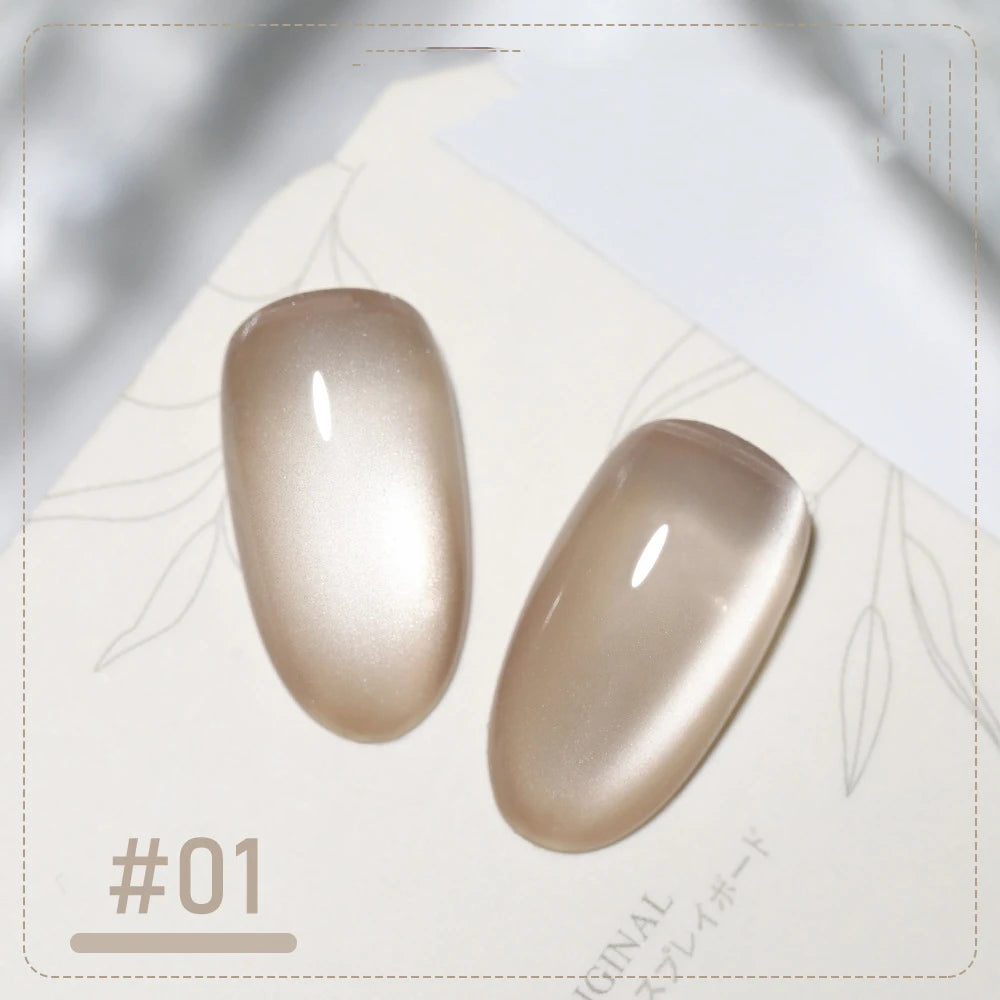 5g/Bottle White Moonlight Nail Cat's Eye Gel Magnetic Satin Gel Polish 9-Colors Soak Off Glitter Phototherapy Manicure Varnish