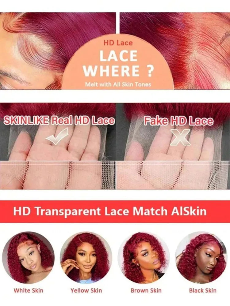 Red Colored Human Hair Wigs Burgundy 13X6 Hd Lace Frontal Human Hair Wig Straight Lace Front Wig Brazilian Wigs Original 30 Inch
