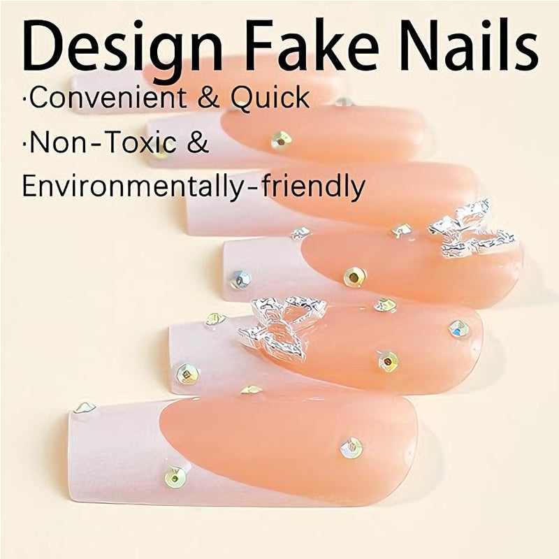 24 PCS Diamond Butterfly Nail Art