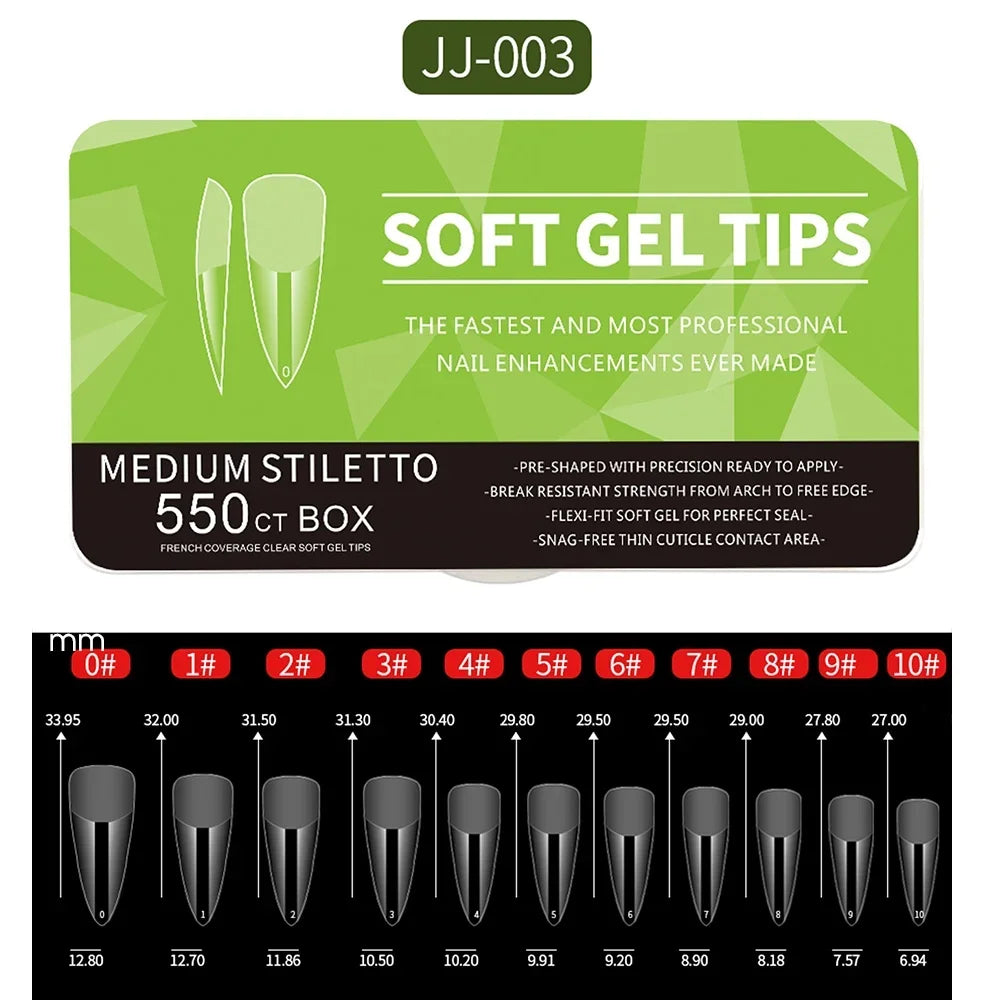 550Piece Medium and short soft gel nail tips Medium Apricot/Coffin Head Full Coverage Matte Extension Tool  Press-On Nail