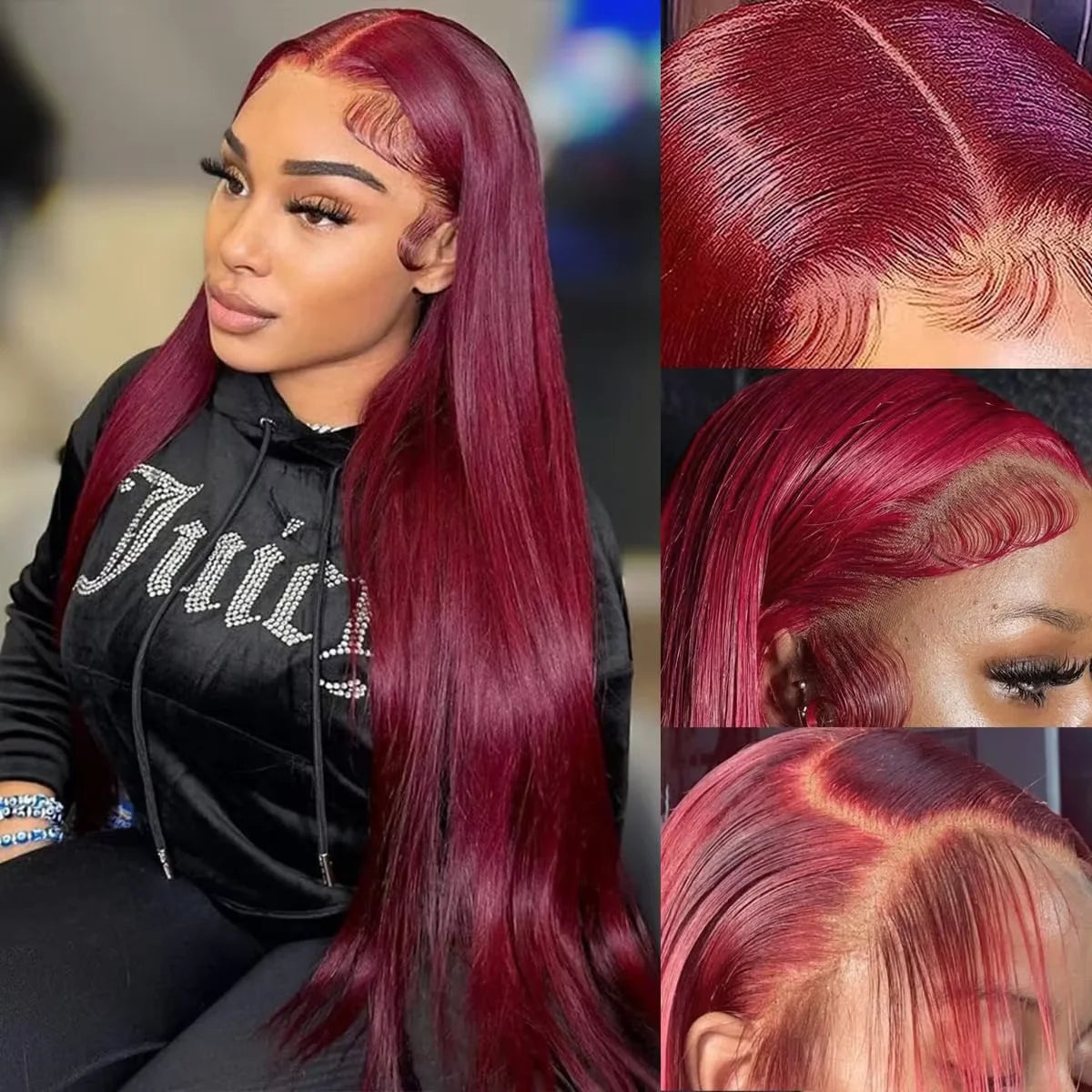 99J Straight Human Hair Wigs Burgundy 13x6 hd Lace Frontal Wig Human Hair Wig 13x4 HD Lace 220 Density Human Hair Wigs For Women